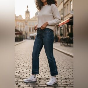 Dear John Karlie Cropped Flare Raw Hem Jeans Denim Size 26